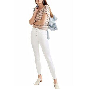 Madewell Taller Mid Rise Skinny Jeans Womens 34 Pure White Denim Button Up NWT